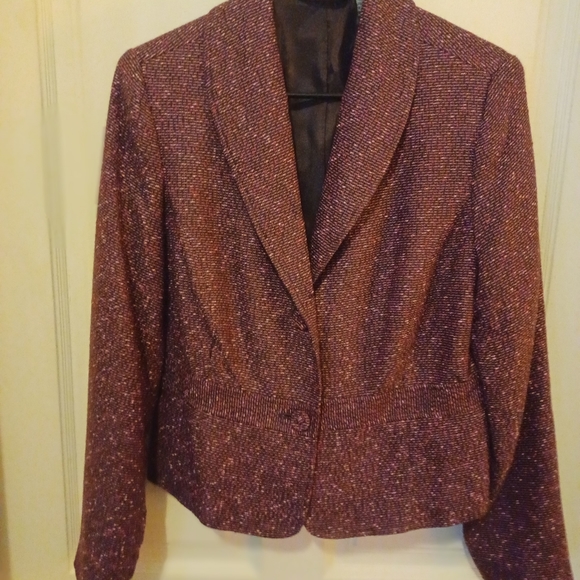 Hillard & Hanson Plum / Violet Tweed Blazer Jacket - Sz 12 - Picture 7 of 7